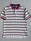 Tommy Hilfiger Striped Slim Fit Polo White Navy Red (XL)