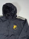 Vintage Adidas Black Hooded Football Rain Jacket (2XL/3XL)