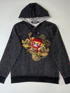 Big Train Japanese Dragon Embroidered Sherpa-Lined Hoodie – Charcoal (S/M)
