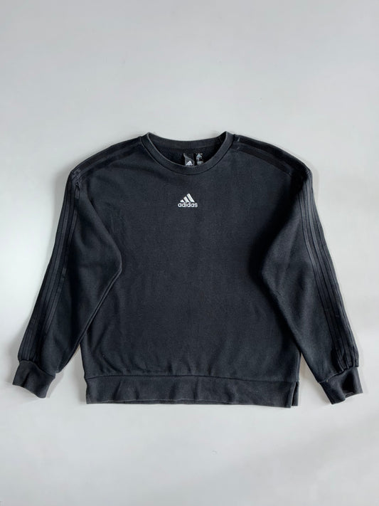 Adidas Essential 3-Stripes Black Crewneck Sweatshirt (S)