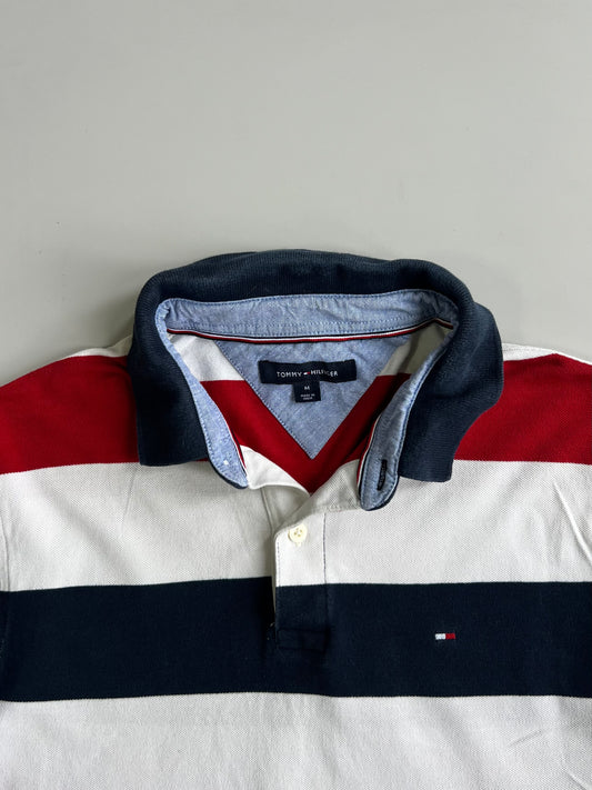 Tommy Hilfiger Bold Stripe Long Sleeve Rugby Polo T-Shirt (M)