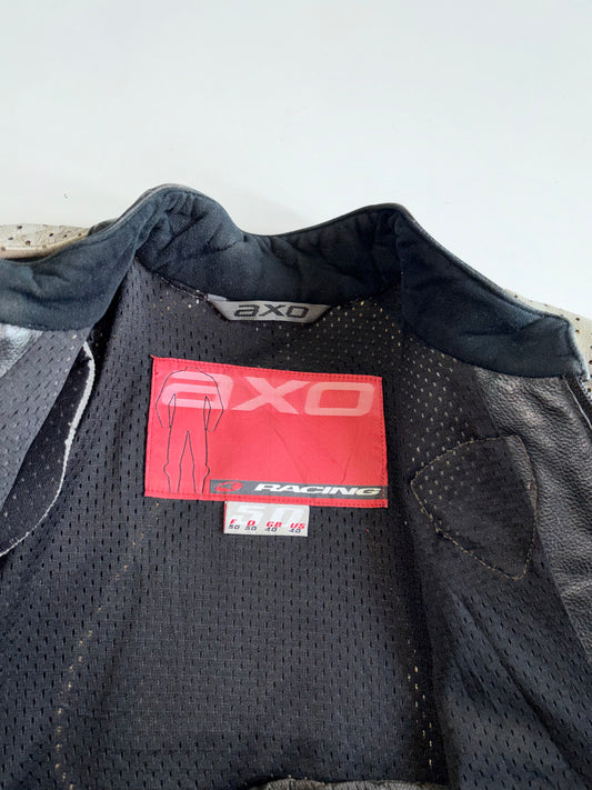 AXO Racing Ducati Corse Leather Moto Jacket Multi-Patch with CE Protection (S)