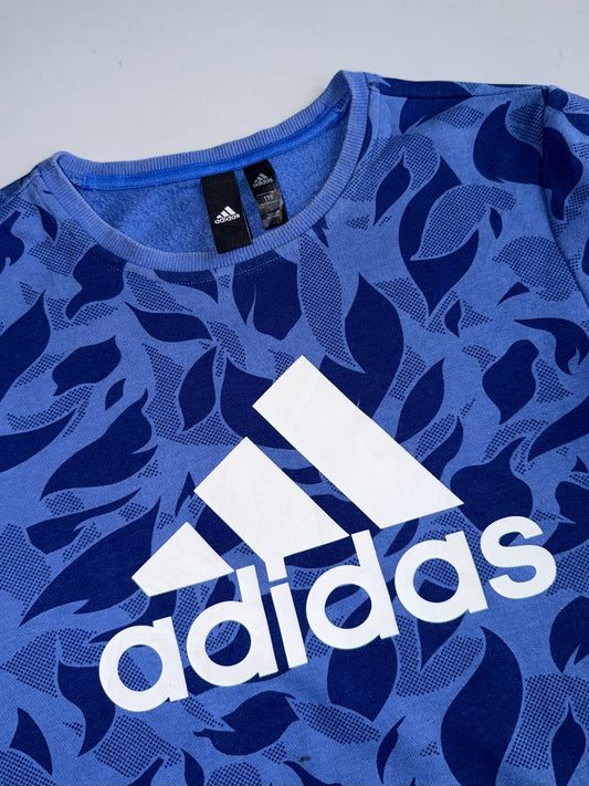 Adidas Blue Camo Print Big Logo Sweatshirt (S)