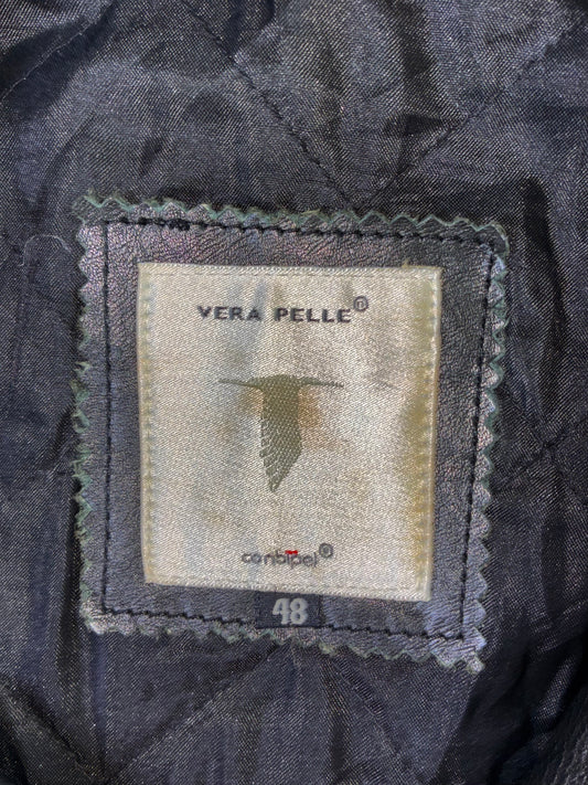Vera Pelle Trussardi Black Leather Jacket —lCombipel Genuine Leather (L)