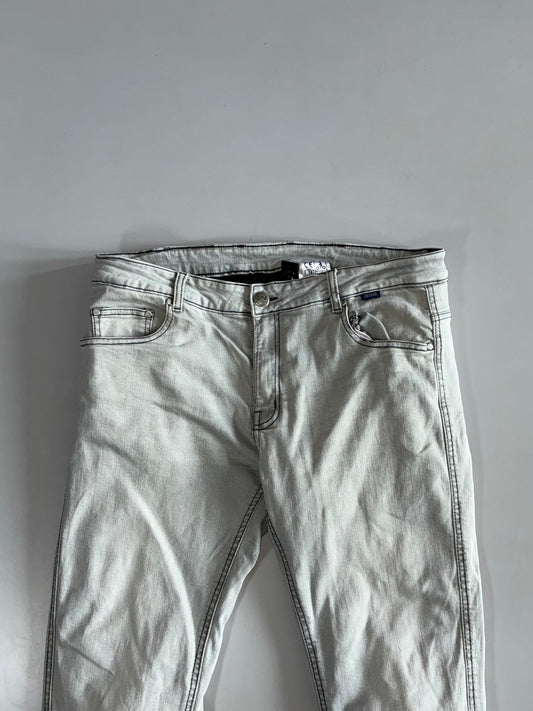 Gms Grey Stonewash Skinny (Padded) Racing/Biker Jeans (W:36|L:44)