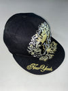 Y2K New York Crown Rhinestone Black Snapback – Gold Embroidery (56cm)