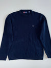 Vintage Chaps Crest Logo Chunky Knit Crewneck Sweater – Navy (L)