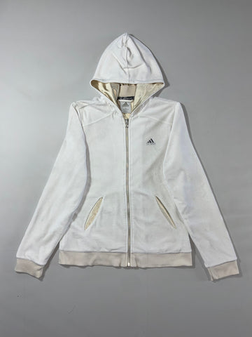 Adidas Velour White & Gold Zip Hoodie women’s (S)