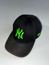 New Era 9FORTY NY Yankees Black Cap – Neon Green Logo, 100% Cotton (Adjustable)
