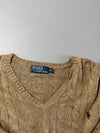 Polo Ralph Lauren Cable Knit V-Neck Sweater – Tan Beige (2XL/3XL)