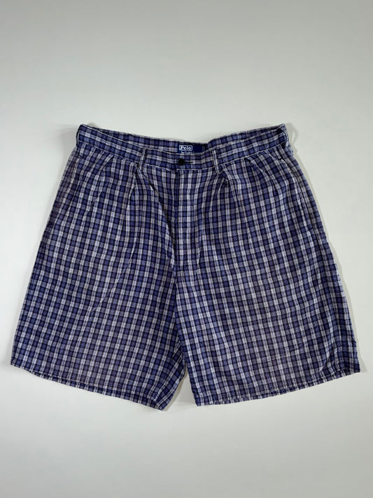 Polo by Ralph Lauren Navy Plaid Pleated Shorts (W:36|L:21)