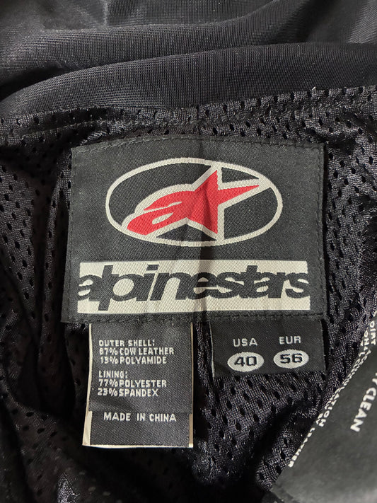 Alpinestars Genuine Leather Armored Motorcycle Racing Pants – Black Knee padded (W:38) (L:38)