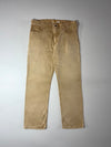 Carhartt Relaxed Fit Brown Washed Canvas 5-Pocket Work Pants (W:36) (L:41)