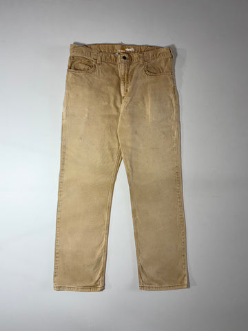 Carhartt Relaxed Fit Brown Washed Canvas 5-Pocket Work Pants (W:36) (L:41)
