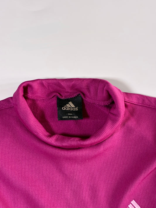 Vintage Adidas Mock Neck Ribbed Long Sleeve Top – Magenta (S)
