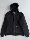 Carhartt Black Duck Canvas Quilted Hooded Work Jacket (XL)