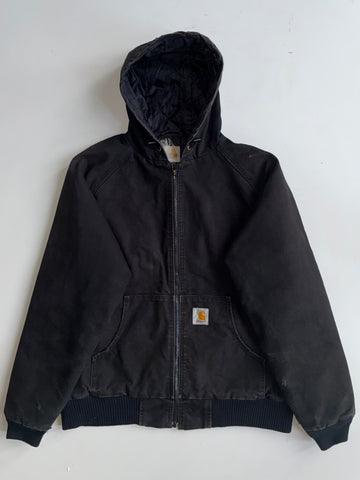 Carhartt Black Duck Canvas Quilted Hooded Work Jacket (XL)