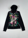 Vintage Ed Hardy Black Rhinestone Graphic Zip-Up Hoodie Women’s Rhinestone (S)