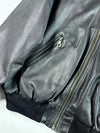 Vintage Sacha Black Leather Bomber Jacket with Gingham Quilted Lining (2XL/3XL)