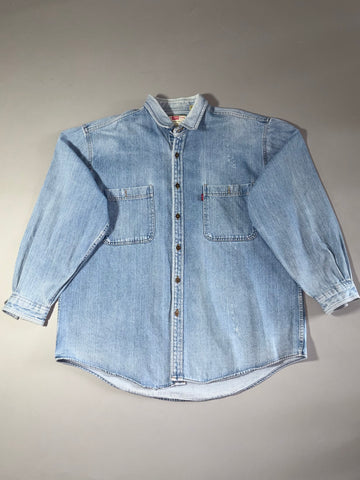Vintage Levi's Men's Sports Light Wash Denim Shirt (2XL)