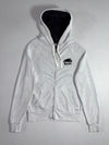 Roots Canada Heather Grey Zip-Up Hoodie with Beaver Logo & Charcoal Lined Hood (M)