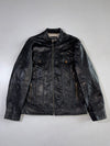 Christian Sian Vintage Black  Pure Leather Jacket  Snap-Pocket Moto Jacket (M)