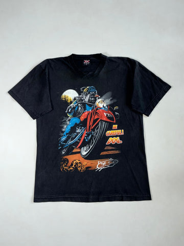 Vintage P.K. Sports “Be Careful! Dog” Biker Bulldog Graphic Tee – Black (L)
