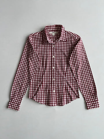 Tommy Hilfiger Gingham Check Button-Up Shirt – Maroon/White – (XXS)