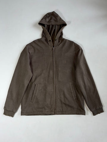 Bean Pole Hooded Zip Jacket – Brown with Plaid Lining (L)
