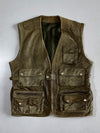 Vintage Olive Green Pure Leather Multi-Pocket Cargo Vest Utility (M/L)