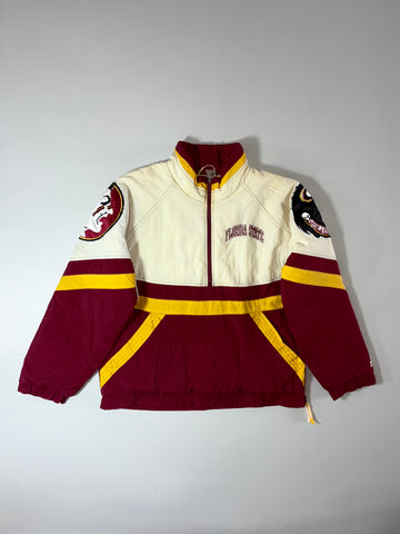 Vintage Starter Florida State Seminoles Embroidered Pullover Jacket – Maroon/Cream (2XL)