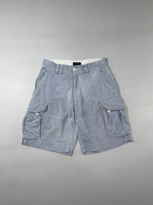 Polo Ralph Lauren Blue Pinstripe Utility Cargo Shorts (W:32) (L:22)
