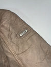 Vintage Cabrini Beige Leather Asymmetric Zip Biker Jacket Women's (M)