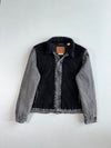 Levi’s Premium Black Sherpa Grey Denim Trucker Jacket(L)