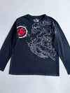 Big Train Osaka Japanese Dragon & Crane Graphic Long Sleeve Tee Black (XL)