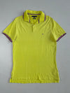 Tommy Hilfiger Lime Yellow Tipped Collar Polo – Organic Cotton Slim Fit (L)