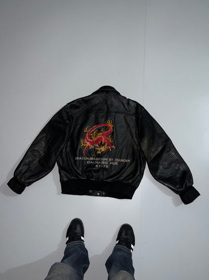 ZSuper Rare 90's Vintage (Rare) Original Leather Jacket, Embroidered (M/L)