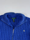 Lauren Ralph Lauren Cable Knit Full Zip Sweater with Gold RLL Monogram –(L)