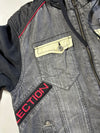 Y2K FUBU The Collection Grey Denim Hooded Hybrid Jacket (M)
