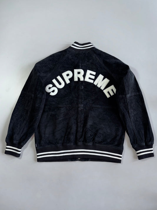 Supreme | Pure Suede Leather Varsity Bomber Jacket (M)