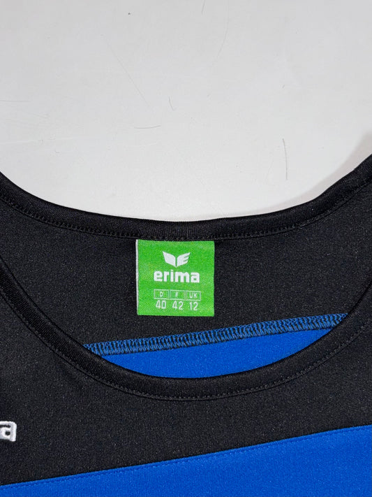 Erima Performance Panel Sports Tee – Black & Royal Blue (S)