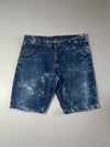 Japanese Oni Mask Acid Wash Denim Shorts (W:40) (L:24)