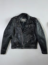 First Genuine Leather Classic Black Motorcycle Jacket (M)