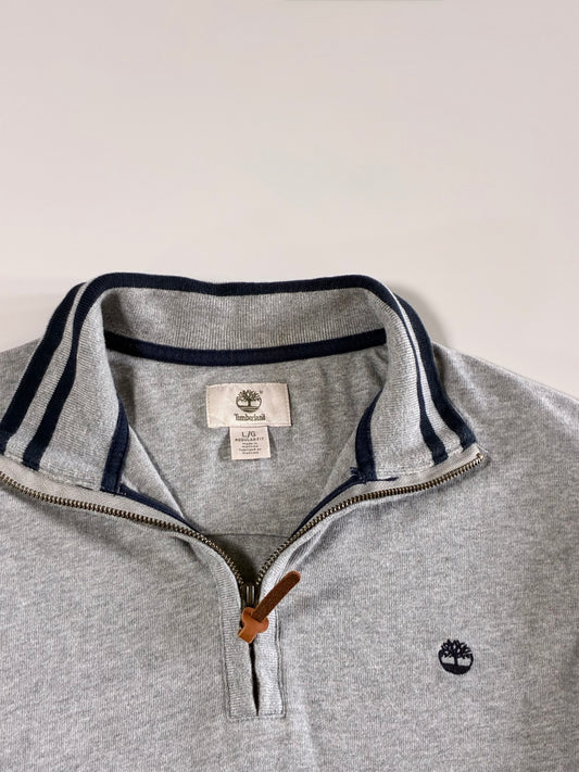 Timberland Regular Fit Quarter-Zip Long Sleeve Polo Sweatshirt — Heather Grey |(M)
