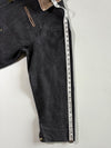 Black Zip-Up Workwear Jacket with Tan Contrast Collar & Patch Pockets (2XL)