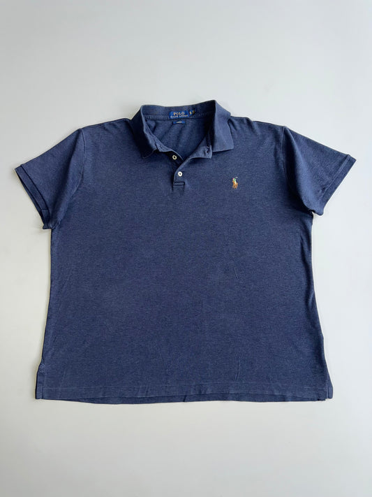 Polo Ralph Lauren Slim Fit Short Sleeve Polo — Blue Pony Embroidery Heather Navy (XL)