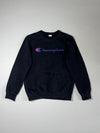 Champion Big Script Logo Crewneck Sweatshirt, Black (S)