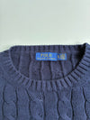 Polo Ralph Lauren Navy Cable Knit Short Sleeve Sweater – (2XL)