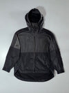 Adidas Black & Grey 3-Stripes Lightweight Hooded Windbreaker Jacket (M/L)