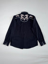 Coofandy | Black Western Embroidered Piped Shirt | (M)
